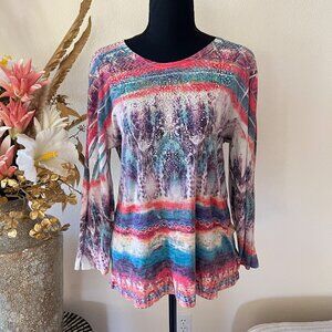 Y2K Boho Chic Embroidered Artsy Multicolor Rhinestone Stretchy Top
